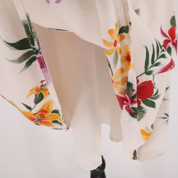 Old Navy Tropical Floral Dress Off Shoulder White Smocked Back Ruffle Size S - Picture 2 of 11